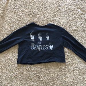 Navy Beatles Cropped Sweatshirt